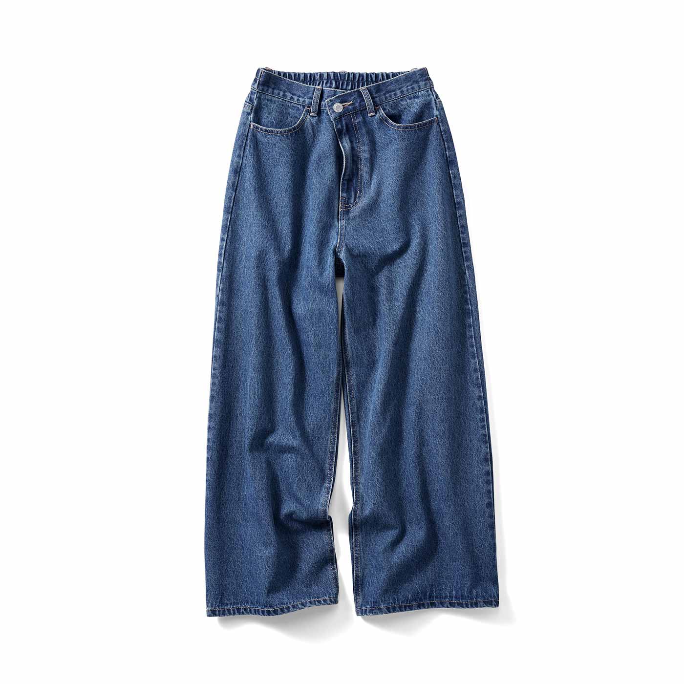 IEDIT|ウエストデザインワイドデニム〈ブルー〉ＩＥ