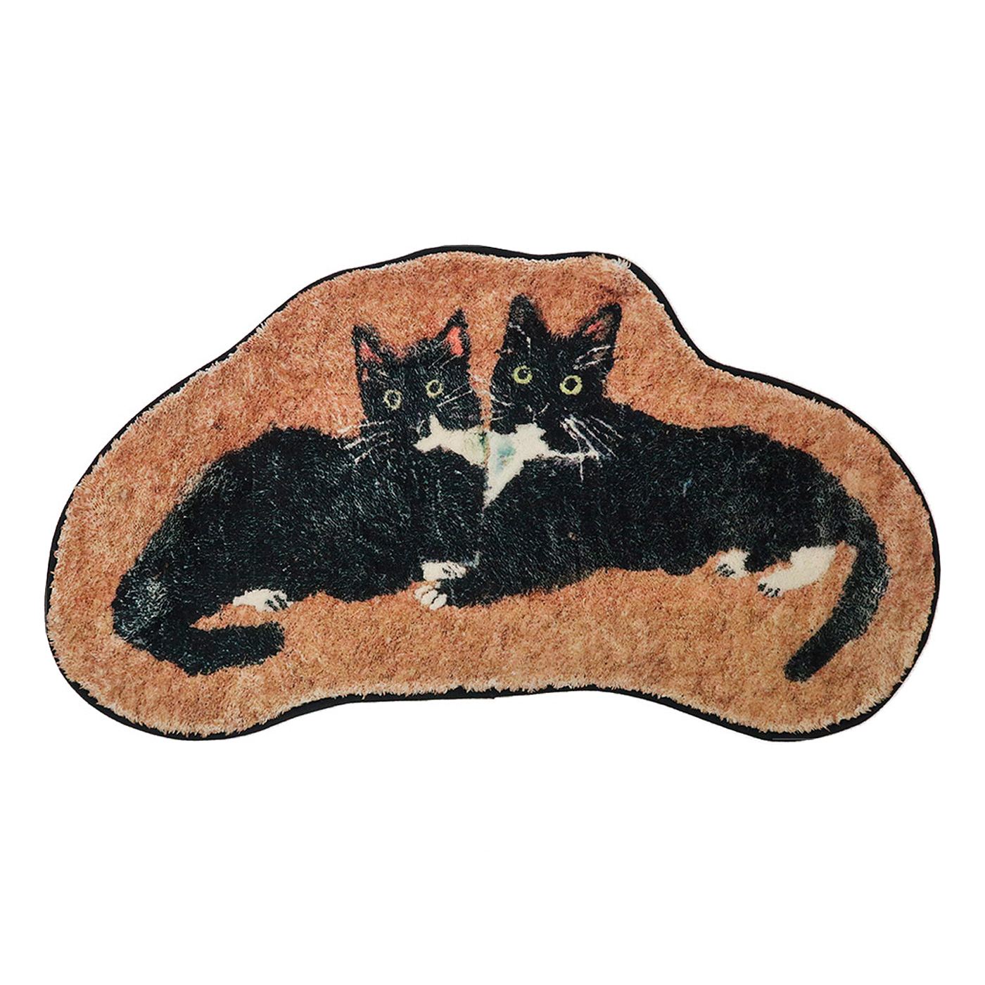 猫部|Atelier KOTETSU フロアマット〈黒猫&times;ブラウン〉